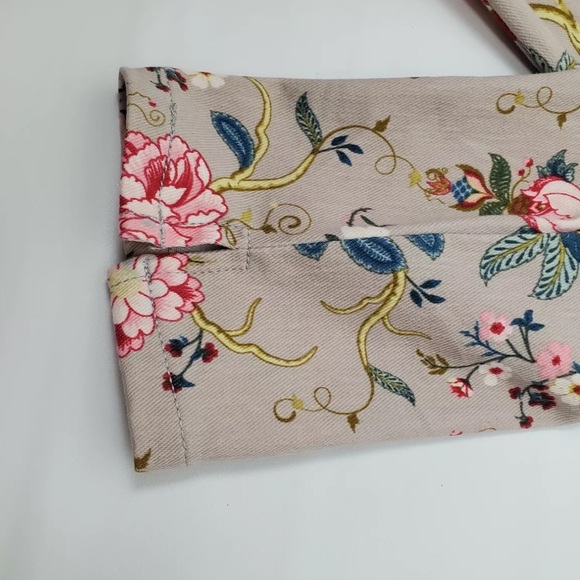 MIXIT Womens Tan Floral Slit Leg Stretch Crop Pants Jeggings Size Medium - Picture 7 of 11